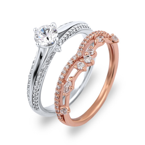 3부 다이아몬드 기념일 선물 웨딩밴드 프로포즈 반지 (가드링 포함) 제이스 트윈 HNDR03242