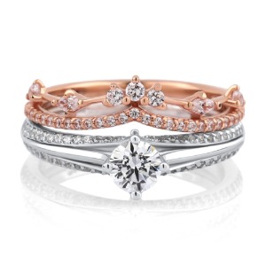 3부 다이아몬드 기념일 선물 웨딩밴드 프로포즈 반지 (가드링 포함) 제이스 트윈 HNDR03242